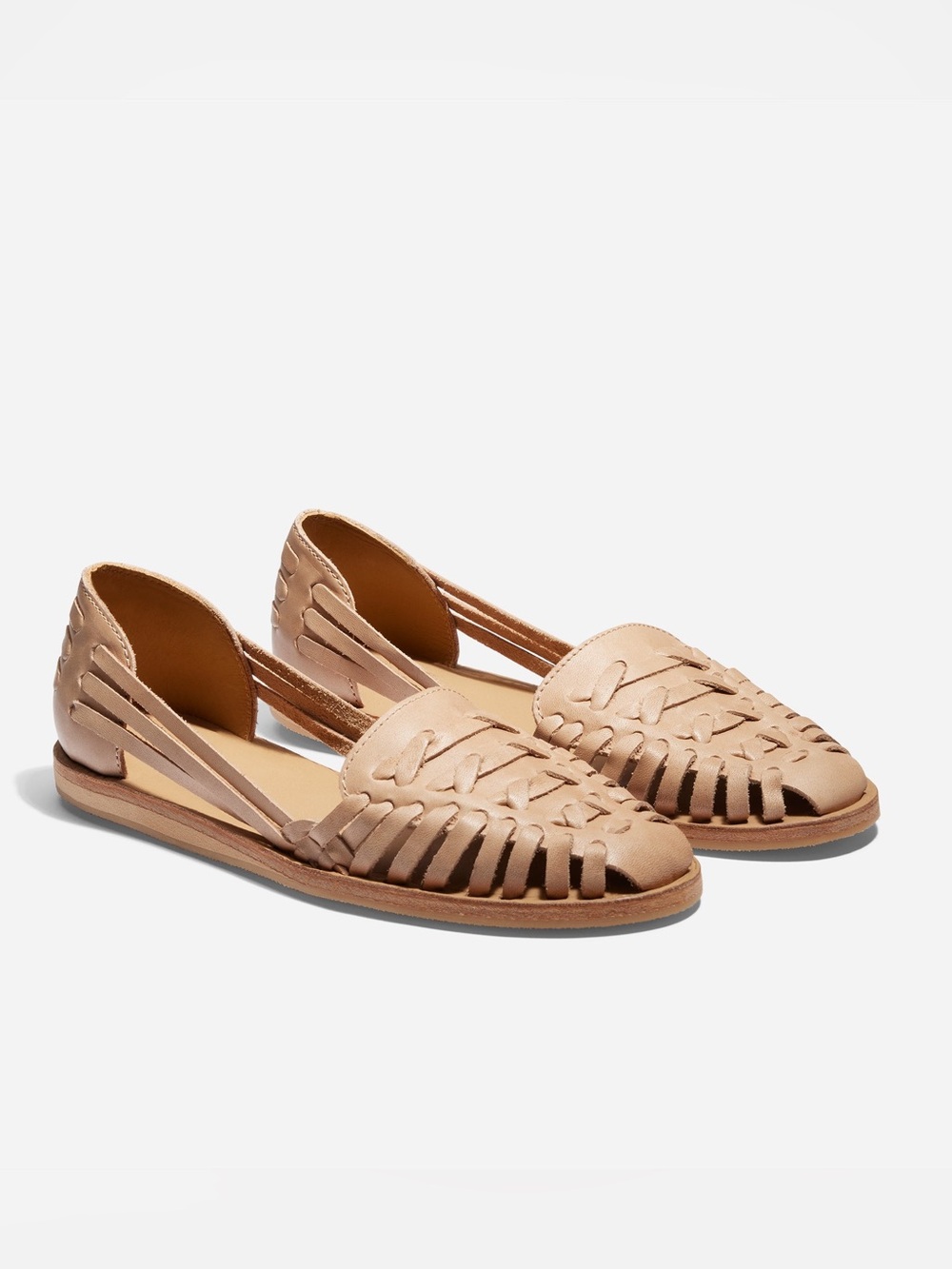 Nisolo Huarache Sandal Almond Leather Flats Size 8.5
